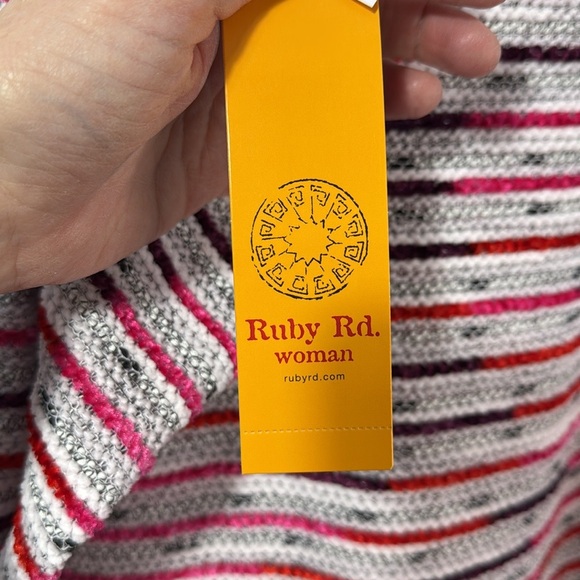 Ruby Rd Top White Striped Cowl Neck Chenille Pullover in Size 1X NWT - Picture 12 of 15